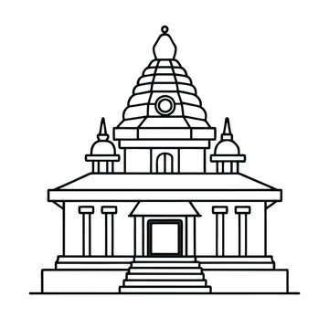 a temple icon in sign line art icon vector silhouette illustration for photo overlays, t-shirt prints, and flyer poster design isolated on a white background