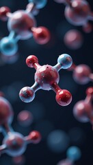 3D abstract rendering featuring H2O molecule on water molecules backdrop targeting medical audience