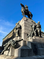 Fototapeta premium Grunwald monument against blue sky. Close-up. Krakow. Poland.