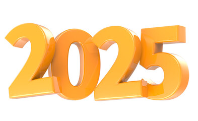 Happy New Year number 2025 3d render