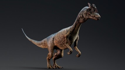 Dilophosaurus of background. 3d model rendering