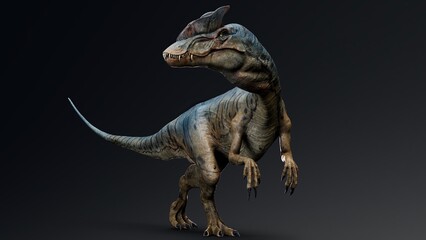 Dilophosaurus of background. 3d model rendering