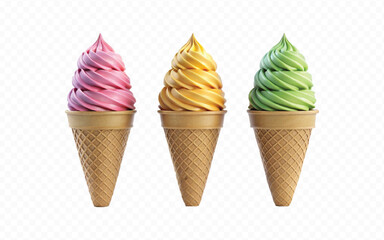 abstract 3d Triple scoop ice cream cone png design 