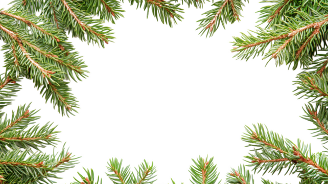 Minimalist Christmas Frame with Evergreen Branches 