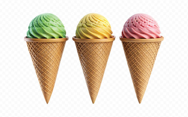 abstract 3d Triple scoop ice cream cone png design 