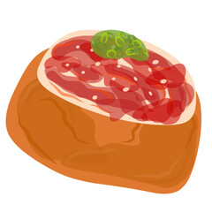 Handrawn illustration of inari sushi