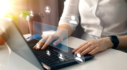 Business hierarchy structure. Business process and workflow automation with flowchart. Virtual...