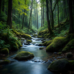 Obraz premium stream in the forest