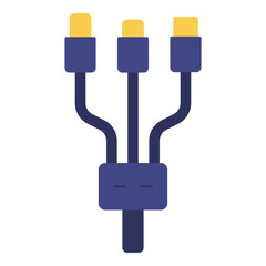 3 in 1 multi charging cable flat icon