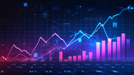 Finance and Business Concept: Stock Market or Trading Visualization