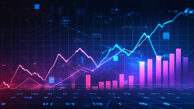 Finance and Business Concept: Stock Market or Trading Visualization