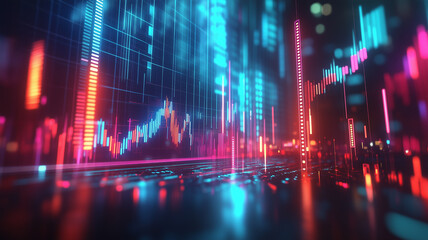 Finance and Business Concept: Stock Market or Trading Visualization