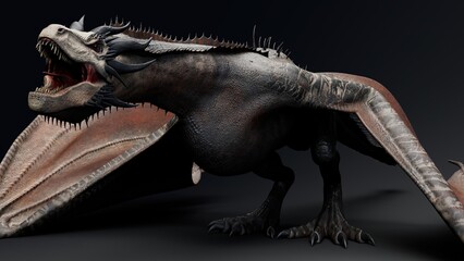 Wyvern Type Dragon 2 of background. 3d model rendering