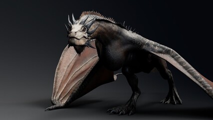 Wyvern Type Dragon 2 of background. 3d model rendering