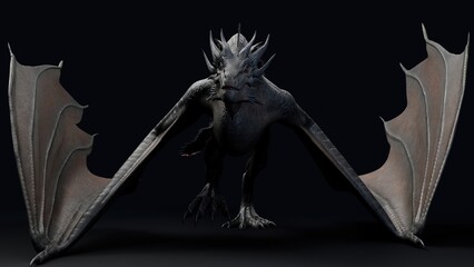 Wyvern Type Dragon 2 of background. 3d model rendering