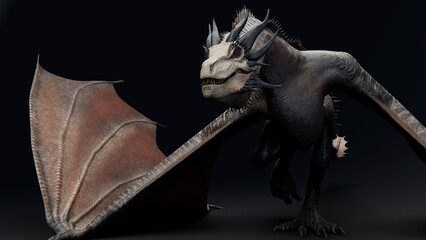 Wyvern Type Dragon 2 of background. 3d model rendering