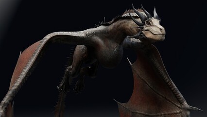 Wyvern Type Dragon 2 of background. 3d model rendering