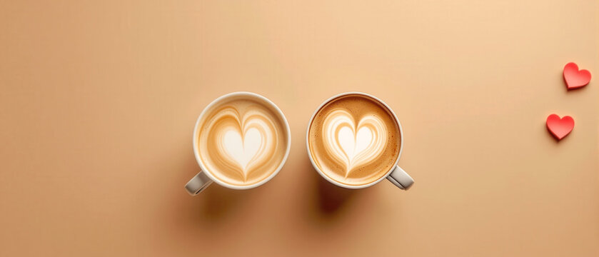 Cute heart latte art with copy space