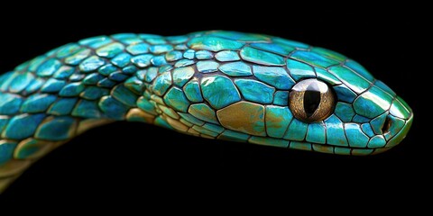 Blue and gold snake with a black eye