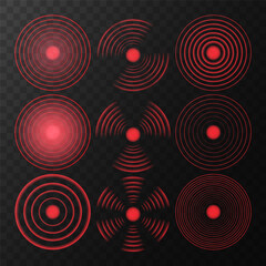 Red Glowing Sensor Rings: Wireless Radar, Sonar, and Digital Signal Light Effects for Modern Designs