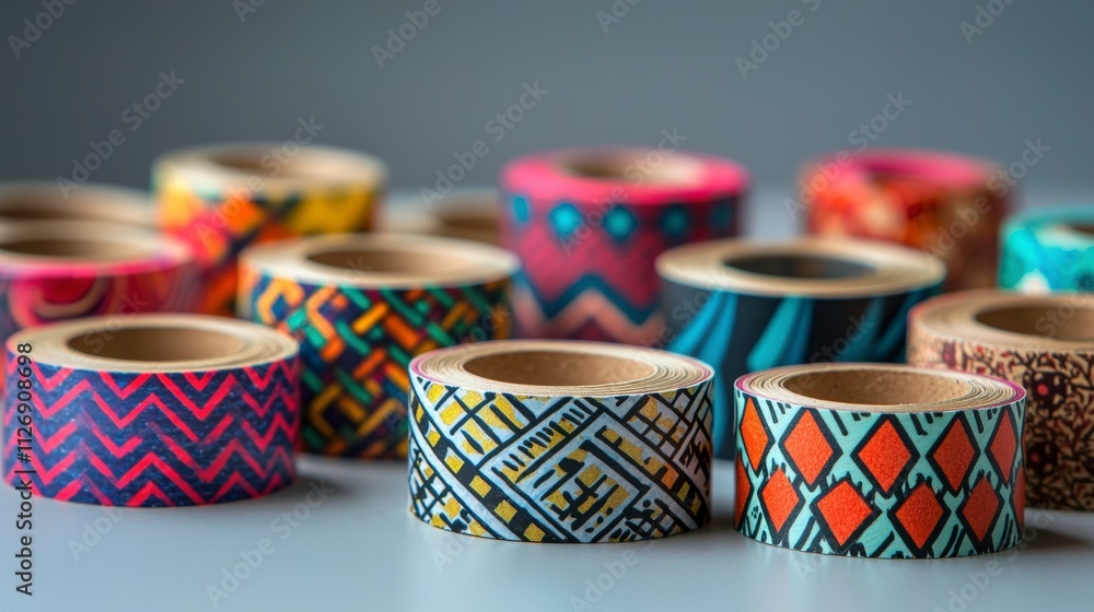 Poster vibrant washi tape patterns craft room showcase with colorful setup and creative inspiration
