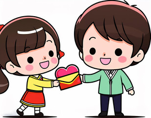 バレンタインにチョコをもらう男の子