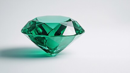 Fototapeta premium Sparkling Green Emerald Gemstone on White Background