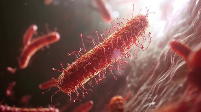 3D Illustration of E. coli Bacteria