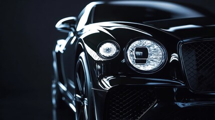 Fototapeta premium A sleek black luxury car showcasing modern design and elegance.