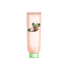 Cosmetic coconut cream isolated on a white background.Vector illustration of cosmetics for fashionable designs.