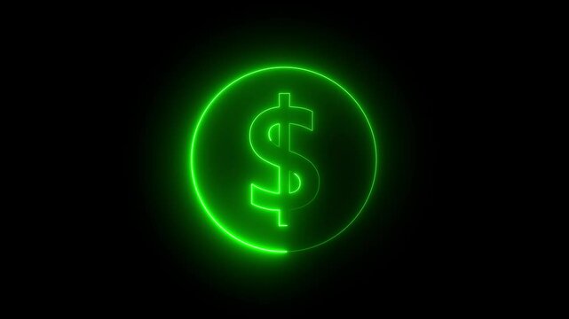 Glowing neon line american currency dollar sign icon isolated on transparent background.