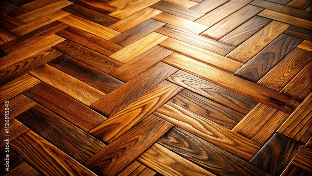 Aufkleber a close-up view of a wooden floor with a herringbone pattern, showcasing the intricate grain and tex