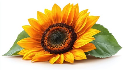 Obraz premium a sunflower with green leaves