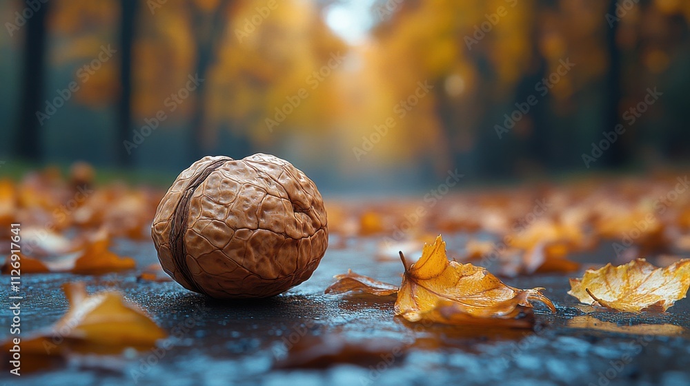 Poster a walnut with a shell