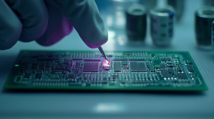 Precision Electronics Repair Circuit Board Workshop Technical Process Controlled Environment...