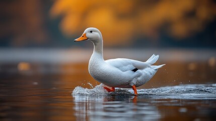 Obraz premium a white duck with orange legs