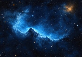 Fototapeta premium A blue nebula with stars and galaxies in the background