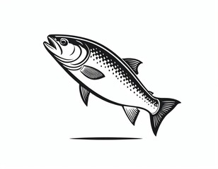 Naklejka premium salmon icon. Salmon head front view simple black design isolated on white background. illustration. Ai generated image.