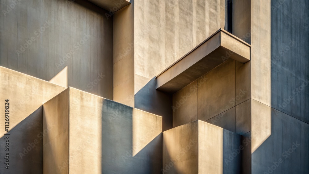 Fototapete the interplay of light and shadow on a minimalist concrete structure, creating a geometric abstract 