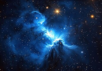 Obraz premium A blue nebula with stars and galaxies in the background