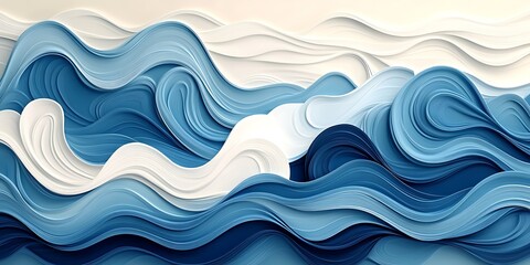 Abstract blue and white waves illustration.