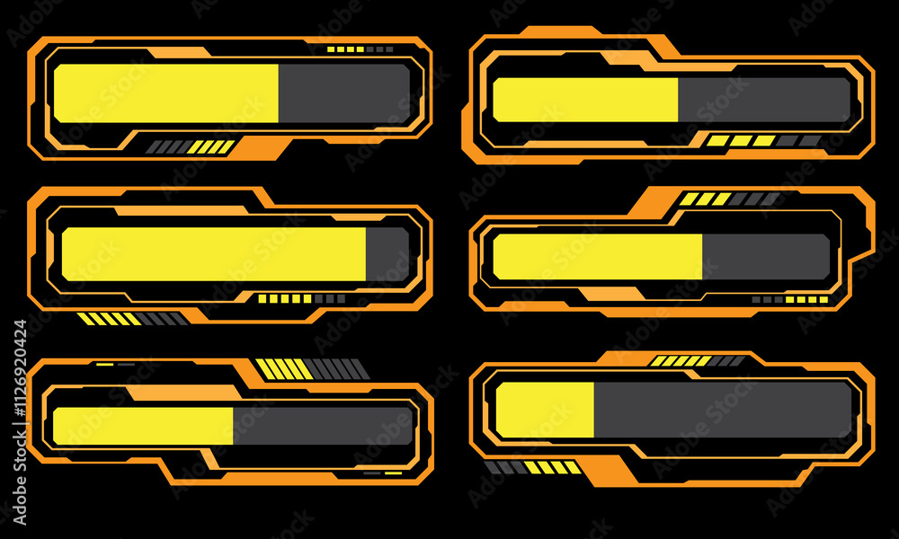 Poster set of yellow data progress user interface elements technology futuristic design modern creative on 