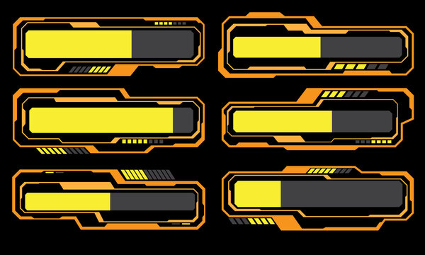 Set of yellow data progress user interface elements technology futuristic design modern creative on white background vector