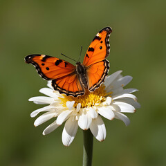 Obraz premium A vibrant butterfly resting on a delicate flower.
