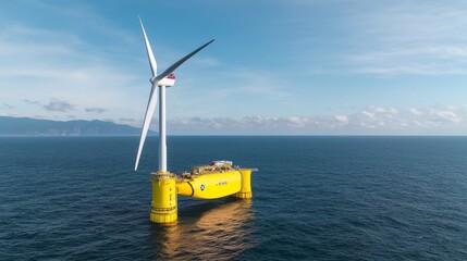 Offshore Wind Turbine Installation Open Ocean Renewable Energy Technology Calm Waters Aerial View Clean Energy Future