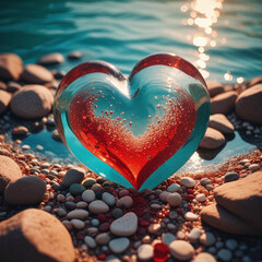 Fototapeta premium Nature and Art Unite in a Heart Shape of Tranquil Beauty
