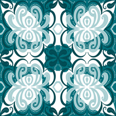 Batik collections seamless pattern, turquoise