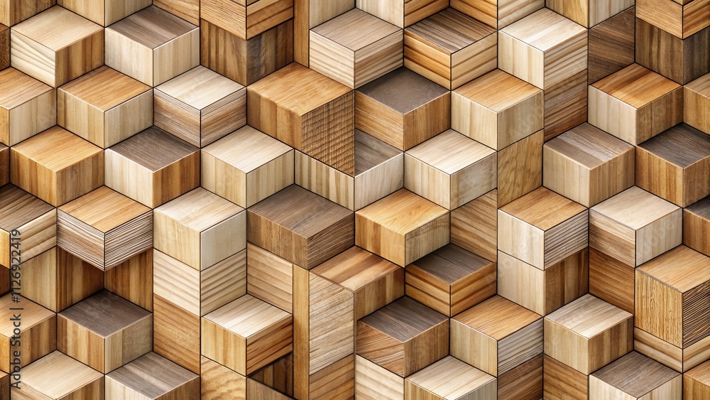 Leinwandbilder a repeating pattern of wooden cubes in varying shades and grain patterns