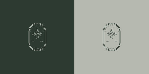 Creative bouqet logo design with unique concept premium vector