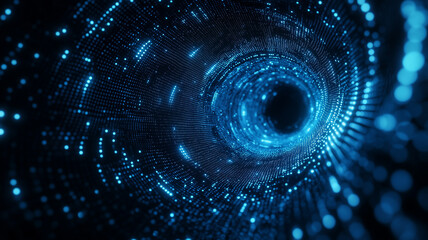 3D Abstract Flowing Digital technology Landscape background or banner 